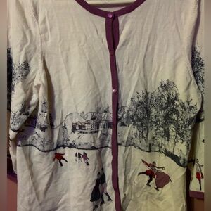 Vintage Talbots Winter Wonderland Pond Cardigan Size XL